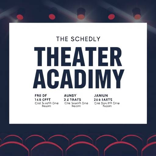 Une affiche de l'emploi du temps des cours de théâtre de l'Académie, avec des dates, des horaires et des descriptions des cours.