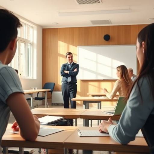 Une salle de classe avec des élèves débutants participant à un exercice d'improvisation.